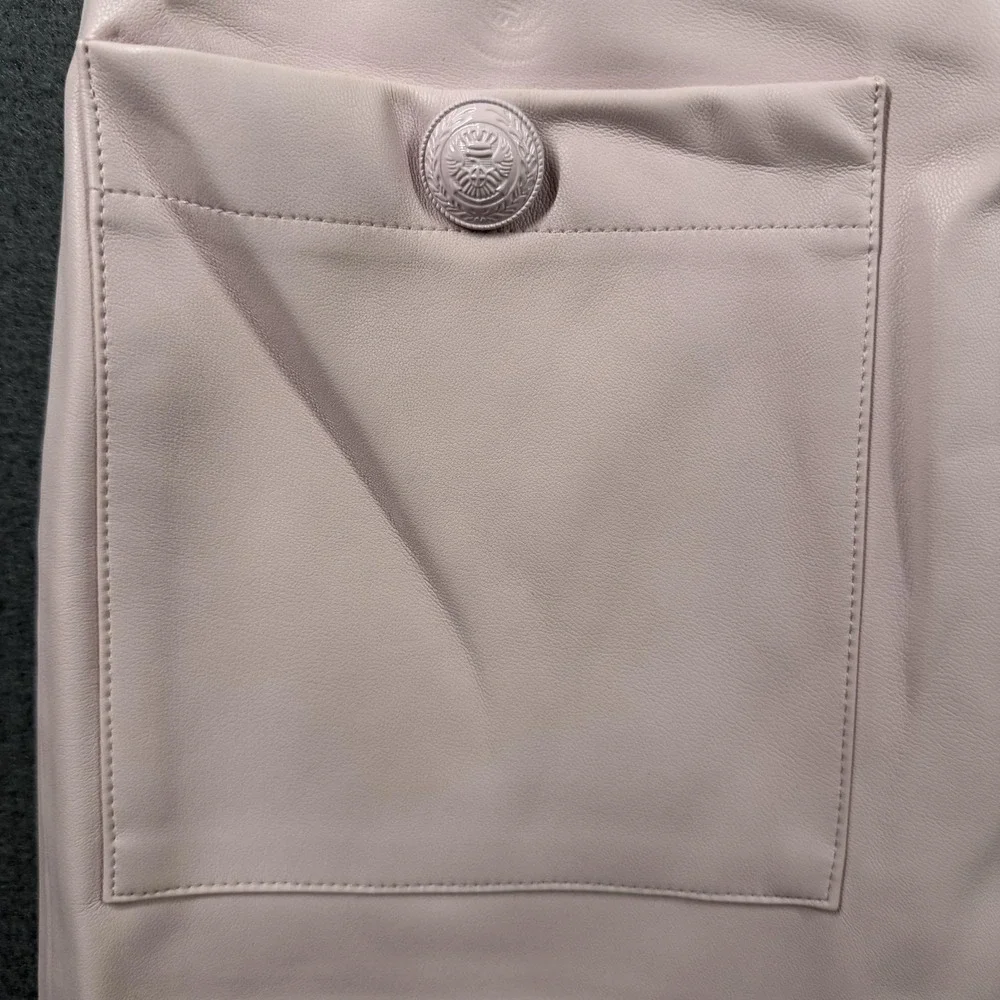 L'AGENCE Skirt Womens 4 Pink Vegan Leather Button Front Pockets Lined Mini - Picture 2 of 12